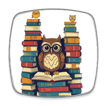 Bücher Eule Für Eulen Liebhaber Leseratte - Viereckiger Kühlschrankmagnet - Weiß - Vorne