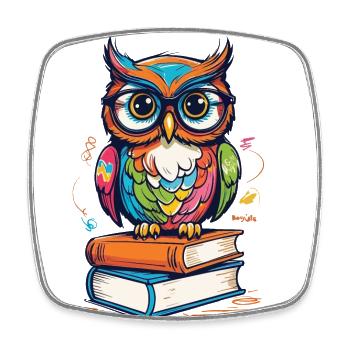 Cute Book Illustration Owls Lover - Square fridge magnet - white - Front