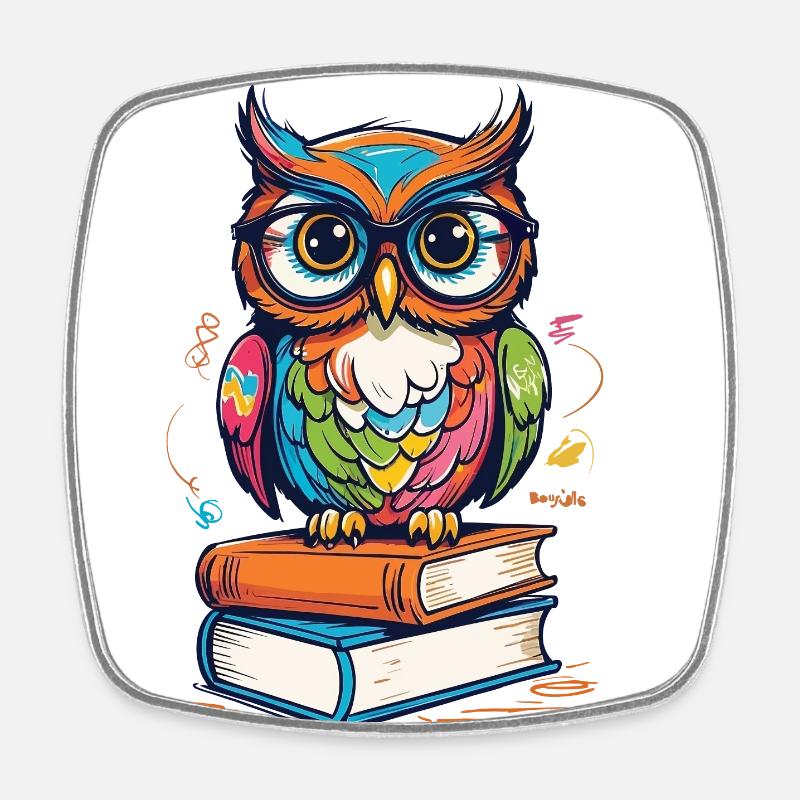 Süße Buch Illustration Eulen Liebhaber - Viereckiger Kühlschrankmagnet - Weiß