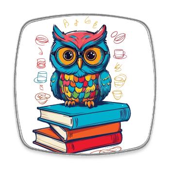 Bücher Eule Süße Buch Illustration Lesender Kauz - Viereckiger Kühlschrankmagnet - Weiß - Vorne