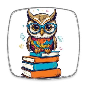 Books Owl Owls Lover Cute Book Illustration - Square fridge magnet - white - Front