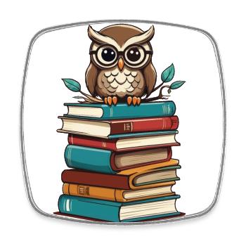Books Owl Bookworm Cute Book Illustration - Square fridge magnet - white - Front