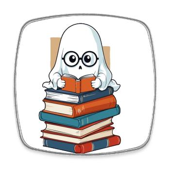 Style d’amoureux des livres lecture Halloween fantôme - Magnet carré - blanc - Devant
