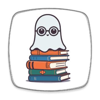 Book Lover Style Reading Halloween Ghost - Square fridge magnet - white - Front