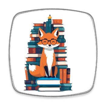 Niedlicher Buch Liebhaber Lustiger Bücherwurm - Viereckiger Kühlschrankmagnet - Weiß - Vorne