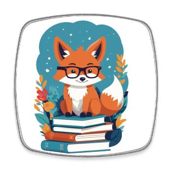 Niedlicher Buch Liebhaber Lustiger Bücherwurm - Viereckiger Kühlschrankmagnet - Weiß - Vorne