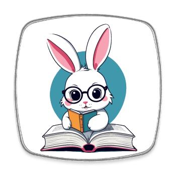 Reading Bunny Bookworm Perfect Style Bunny - Square fridge magnet - white - Front