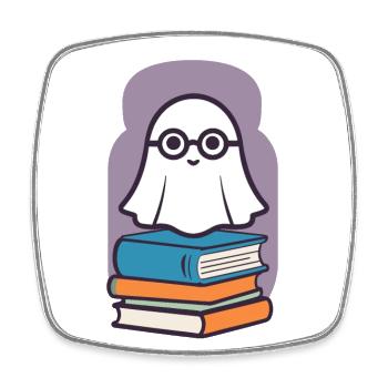 Buchliebhaber Stil Halloween Gespenst Bücherwurm - Viereckiger Kühlschrankmagnet - Weiß - Vorne