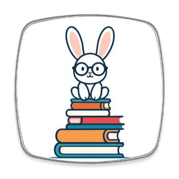 Lesender Hase Begeisterter Buchliebhaber Bunny - Viereckiger Kühlschrankmagnet - Weiß - Vorne