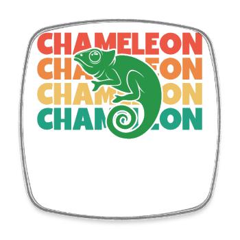 Chameleon Rétro Texte Panthère Voilée - Magnet carré - blanc - Devant