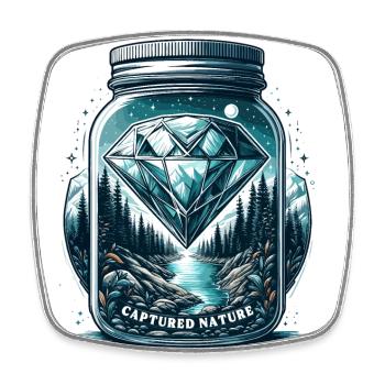 Natural jewel in a glass - Square fridge magnet - white - Front