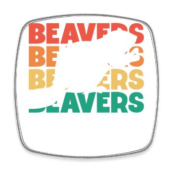 Biber Retro Text Castor Canadensis Nord - Viereckiger Kühlschrankmagnet - Weiß - Vorne