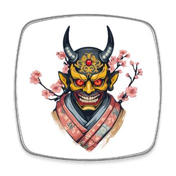 Oni Démons Masque Démon Japonais Culture Yokai - Magnet carré - blanc - Devant