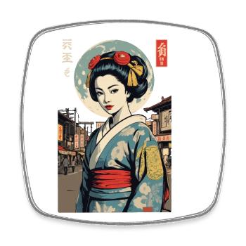 Kunoichi Ninja Geisha Samurai Kunst Anime - Viereckiger Kühlschrankmagnet - Weiß - Vorne