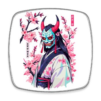 Oni Samouraï Vaporwave Esthétique Japon Culture - Magnet carré - blanc - Devant