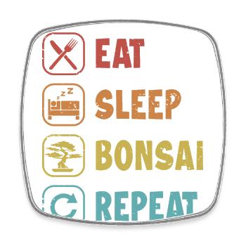 Eat Sleep Bonsai Repeat Bonsai Pots Penjing Bonsai - Square fridge magnet - white - Front