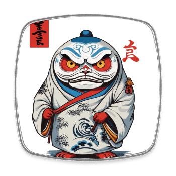 Japanischer Daruma Ästhetik Yokai Vintage - Viereckiger Kühlschrankmagnet - Weiß - Vorne