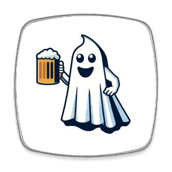 Lustiger Boozing Ghost Halloween Party - Viereckiger Kühlschrankmagnet - Weiß - Vorne