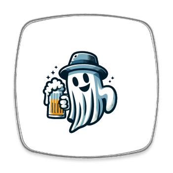 Boozing Ghost Lustiger Halloween Party Bier - Viereckiger Kühlschrankmagnet - Weiß - Vorne