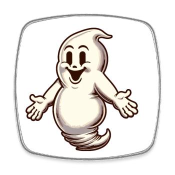 Funny Vintage Ghost Knows Nothing - Viereckiger Kühlschrankmagnet - Weiß - Vorne