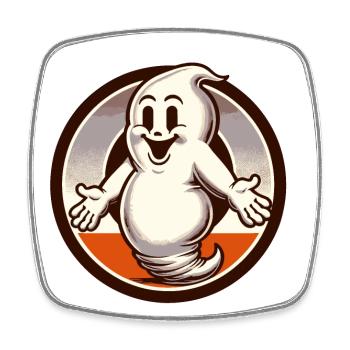 Funny Vintage Ghost Knows Nothing Halloween - Square fridge magnet - white - Front