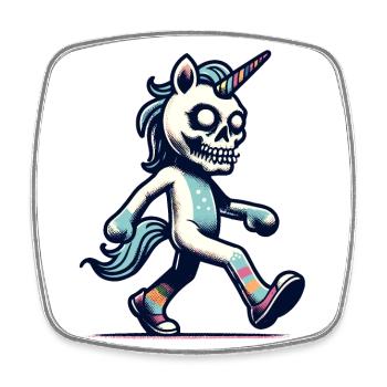 Zombie Unicorn Undead Mystical Creature - Viereckiger Kühlschrankmagnet - Weiß - Vorne