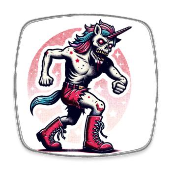 Zombie Licorne Mort-vivant Créature mystique - Magnet carré - blanc - Devant