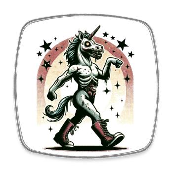 Zombie Einhorn Undead Mystical Creature - Viereckiger Kühlschrankmagnet - Weiß - Vorne