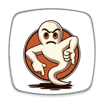 Cool Ghost Gives Thumbs Down Funny Halloween Party - Square fridge magnet - white - Front