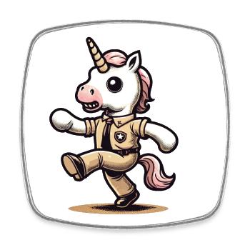 Drôle Sheriff Licorne Halloween Party - Magnet carré - blanc - Devant