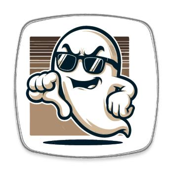 Cool Ghost Gives Thumbs Down Lustiger Halloween - Viereckiger Kühlschrankmagnet - Weiß - Vorne