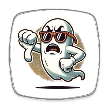 Cool Ghost gives thumbs down Halloween ghost - Square fridge magnet - white - Front