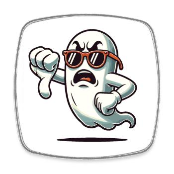 Cool Ghost Gibt Daumen Runter Lustige Halloween - Viereckiger Kühlschrankmagnet - Weiß - Vorne