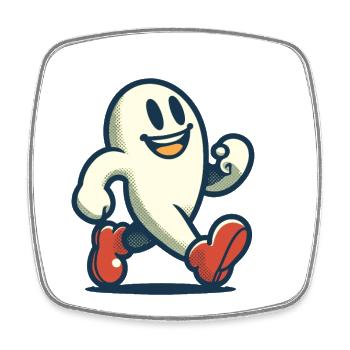 Funny Vintage Ghost Retro Art Style - Square fridge magnet - white - Front