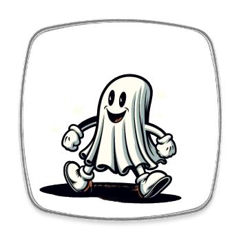 Funny Vintage Ghost Retro Art Style Halloween - Square fridge magnet - white - Front