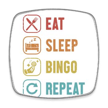 Eat Sleep Bingo Repeat Daubers Professional - Viereckiger Kühlschrankmagnet - Weiß - Vorne
