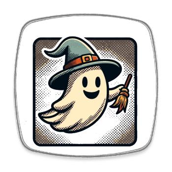 Funny Witch Ghost Witches Broom Halloween Party - Viereckiger Kühlschrankmagnet - Weiß - Vorne