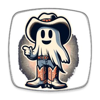 Funny Cowboy Ghost Hunter Halloween Ghost - Square fridge magnet - white - Front