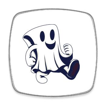 Funny Vintage Ghost Retro Art Style Halloween - Square fridge magnet - white - Front