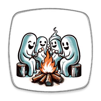 Lustige Halloween Geister Am Lagerfeuer - Viereckiger Kühlschrankmagnet - Weiß - Vorne