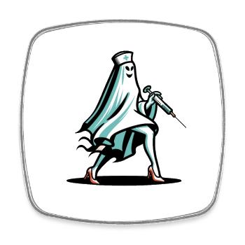 Lustige Krankenschwester Geist Halloween Kostüm - Viereckiger Kühlschrankmagnet - Weiß - Vorne