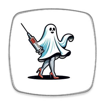 Funny Nurse Ghost Hunt Haunted House - Square fridge magnet - white - Front