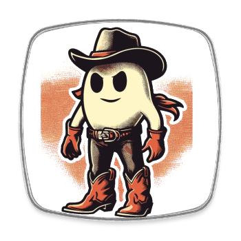 Funny Cowboy Ghost Hat Boots Creepy - Square fridge magnet - white - Front