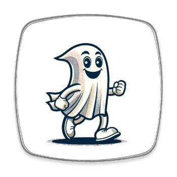 Funny Vintage Ghost Retro Art Style Halloween - Square fridge magnet - white - Front
