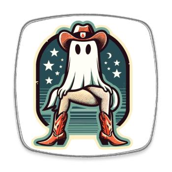 Lustige Kuhmädchen Geist Cowboystiefel Hut - Viereckiger Kühlschrankmagnet - Weiß - Vorne