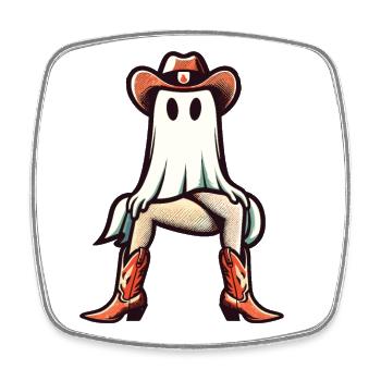 Funny Ghost Cowboy girl Boots Cowboy Hat - Square fridge magnet - white - Front