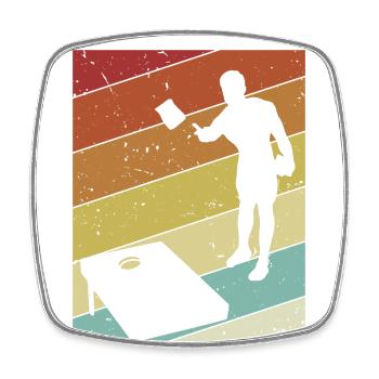 Retro Spielbretter Sitzsack Professionelles Cornhole - Viereckiger Kühlschrankmagnet - Weiß - Vorne