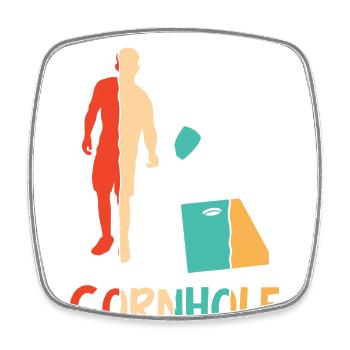 Retro Spielbretter Sitzsack Professionelles Cornhole - Viereckiger Kühlschrankmagnet - Weiß - Vorne