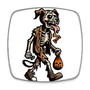 Undead Zombie Dog Trick or Treat Creepy - Square fridge magnet - white - Front