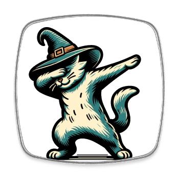 Dabbende Hexen Katze Dabbing Haustier Gruseliges - Viereckiger Kühlschrankmagnet - Weiß - Vorne